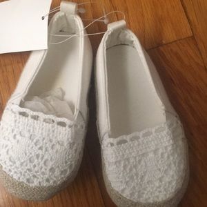 White crochet toddler girl Espadrilles Size 4-5